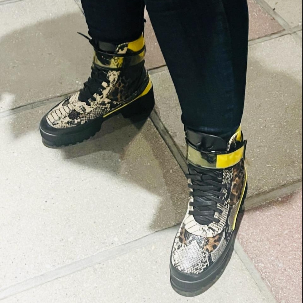 Snakeskin, multicolored, animal print, platform boot - Picture 5 of 6